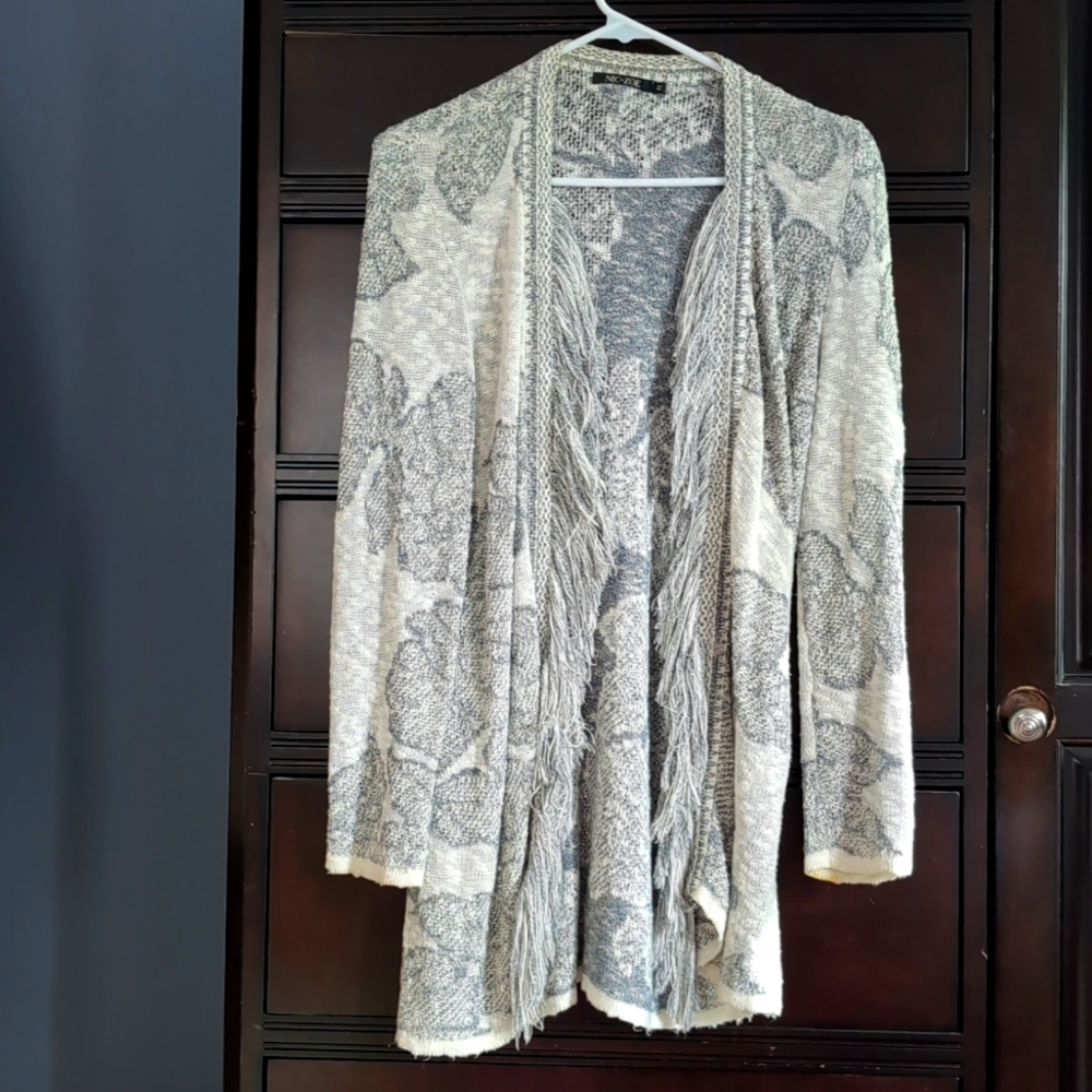 Nic+Zoe 3/4 length fringed sweater